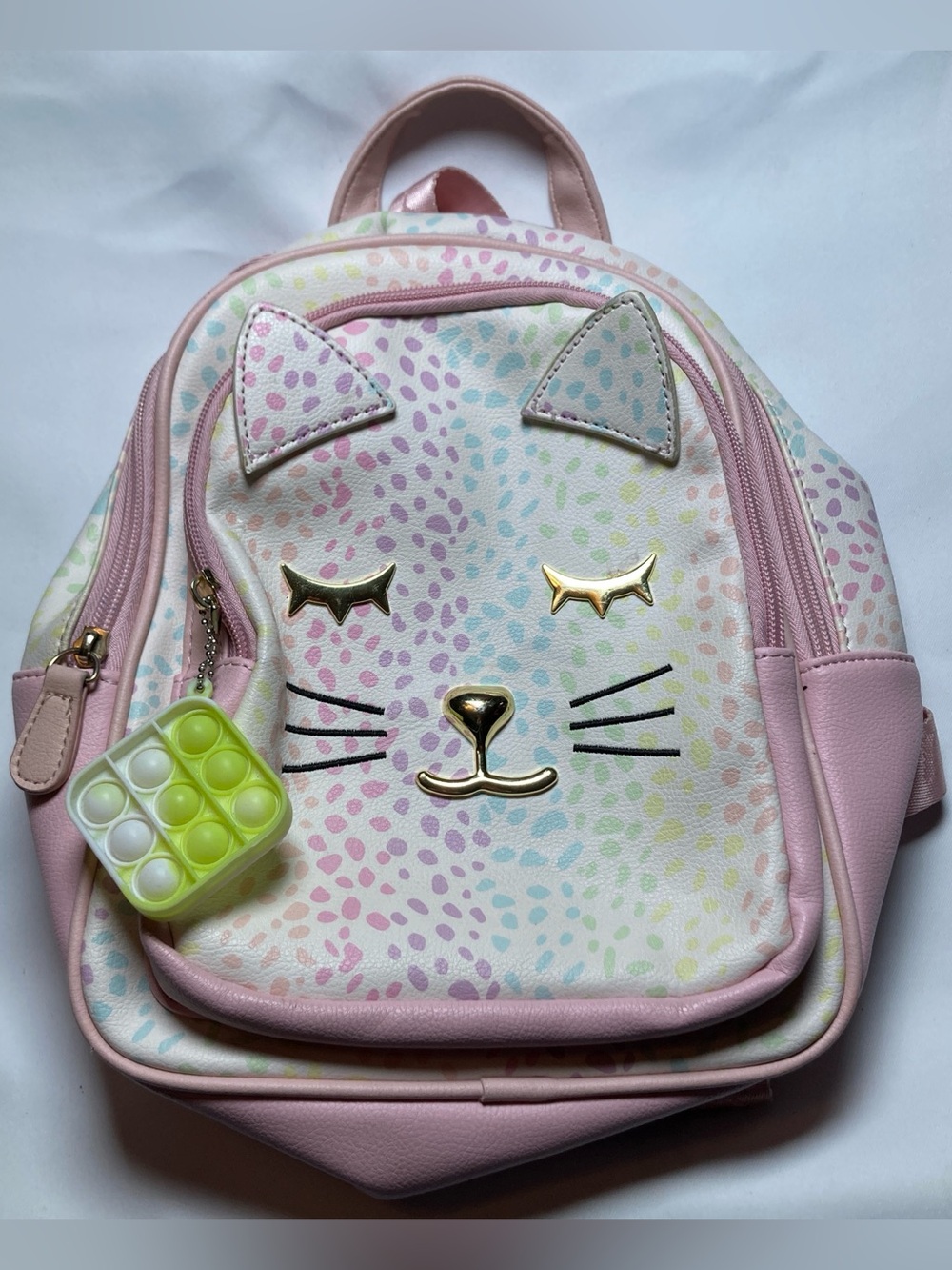 Luv Betsey Johnson Lexy Kitsch Mini Cat Backpack Pink Pastel Dots Print Coquette